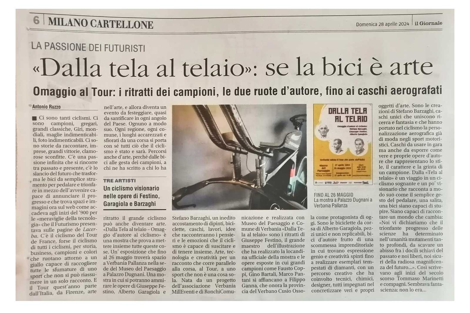 Dalla tela al telaio: se la bici è arte (Il Giornale – 28/04/2024)